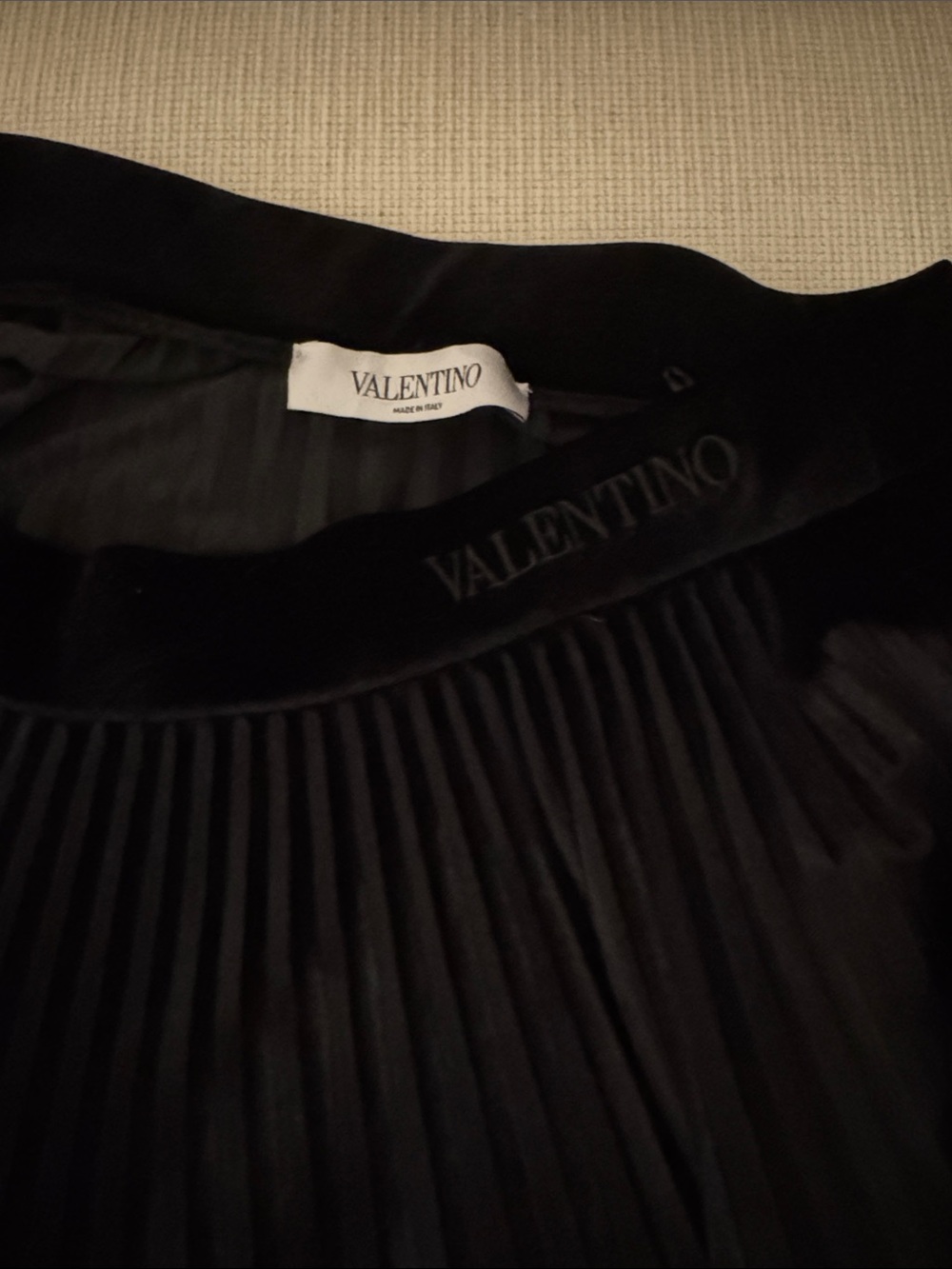 Valentino Black Pleated Velvet Skirt